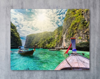 Loh Samah Bay Thailand, Landscape Digital Print - Large Metal Poster - Wall Hanging Recycled Aluminium Art