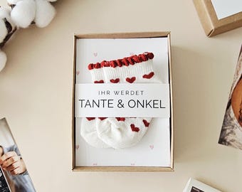 Schwangerschaft verkünden Geschenkbox , Babysocken mit Nachricht „Ihr werdet Oma & Opa“ , Geschenk für Papa, Tante, Uroma, Onkel, Patentante