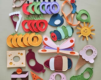 The Very Hungry Caterpillar Felt Play Set of 31 pieces, Montessori Lacing Toy, Interactive Sensory Toy for 2-3 Year Old, Baby Toddler Gift
