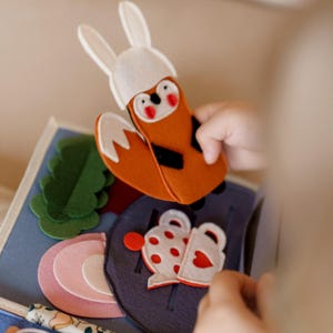 Quiet Book for Baby Toddlers, Montessori Woodland Felt Activity Book, Baby Travel Sensory Fely Toy, Educational Birthday Gift for Ages 1-3