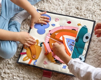 Felt Busy Board: Travel Sensory Toy for Toddlers 1-3 year old