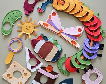 The Very Hungry Caterpillar, Felt Caterpillar Busy Bag, Toddler Montessori Lacing Toy, Fine Motor Skills Game