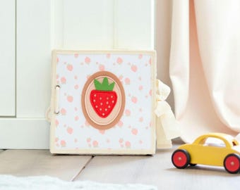 Felt Montessori Busy Book 1 year old, Strawberry Baby Shower, First Birthday Gift