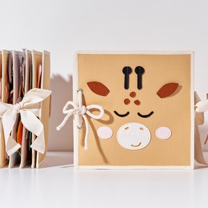 Livre tranquille girafe pour 1 an livre occupé Montessori jouet en feutre pour bébé fille 6 12 mois cadeau bambin baptême safari