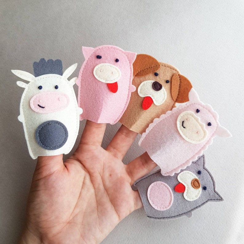 Quiet book farm animals finger puppets Felt finger puppets Etsy