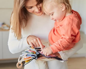 Sensory Quiet Book for Baby 6-12 Months, Montessori Activity Toy for Fine Motor Skills, First Birthday or Baby Shower Gift