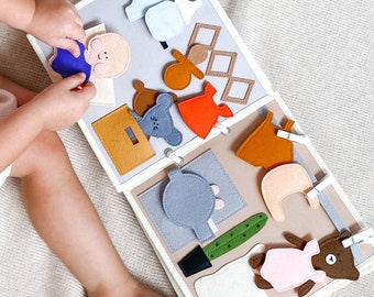 Livre Montessori calme pour les tout-petits, jouet sensoriel livre occupé en feutre pour enfants, cadeau de Noël pour bébé Kinderkrama