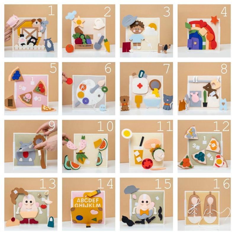 Felt Busy Book, Montessori Sensory Quiet Books Educational Toys for