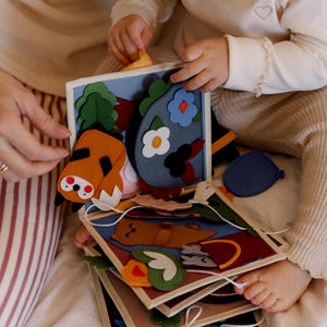 Activity Quiet Book for Toddlers Age 2-4, Felt Book with Forest Animals, Montessori Sensory Toy, Educational Baby Gift, Developmental Toys