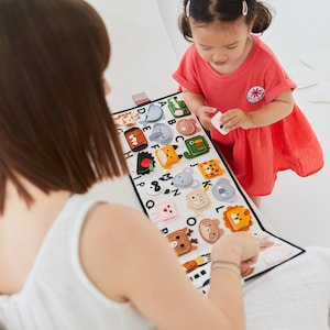 livro tranquilo para crianças pequenas, livro de atividades do alfabeto INGLÊS de feltro para bebês de 1,2 anos, quadro de atividades sensorial de feltro macio com animais, kinderkrama