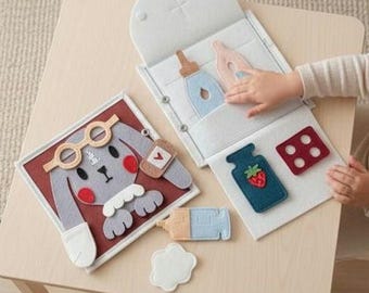 Personalized Felt Quiet Book for Toddlers, Montessori Busy Book for Travel, Interactive Sensory Toy for 2-3 Year Old, First birthday Gift
