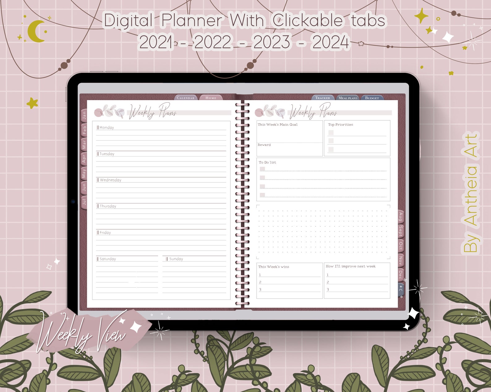 Digital Planner 2021 2022 2023 2024 / Undated for Etsy