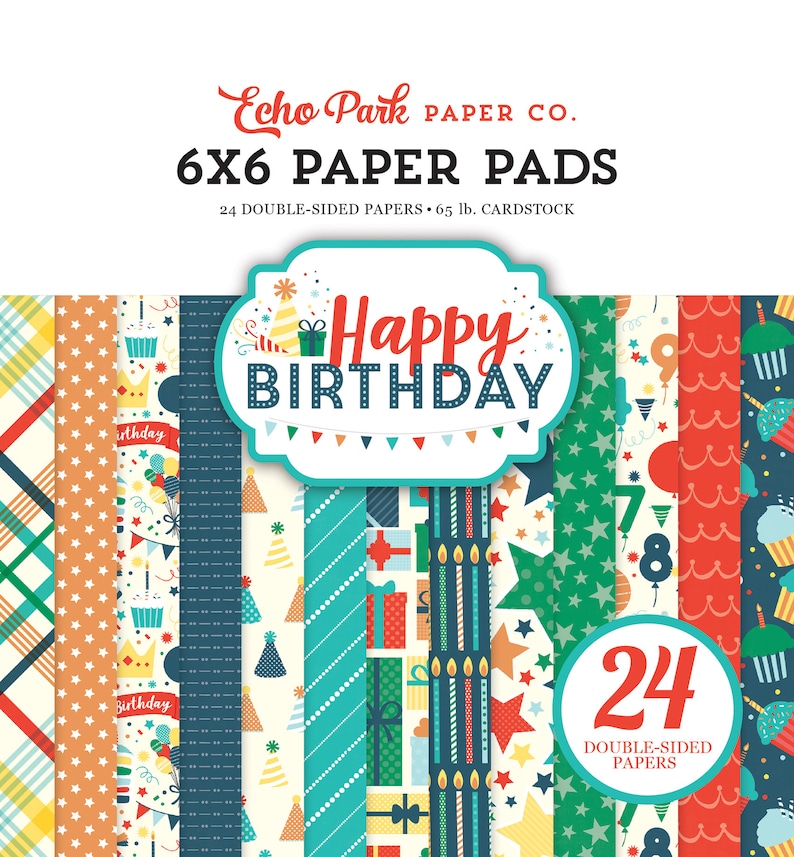 6 Colors//4 Each Echo Park Double-sided Paper Pad 6/"x6/" 24//pkg-autumn Gingham