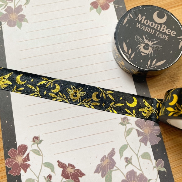 Gold Foil Honey Bee Washi Tape, moon bee washi, cute honey bee tape