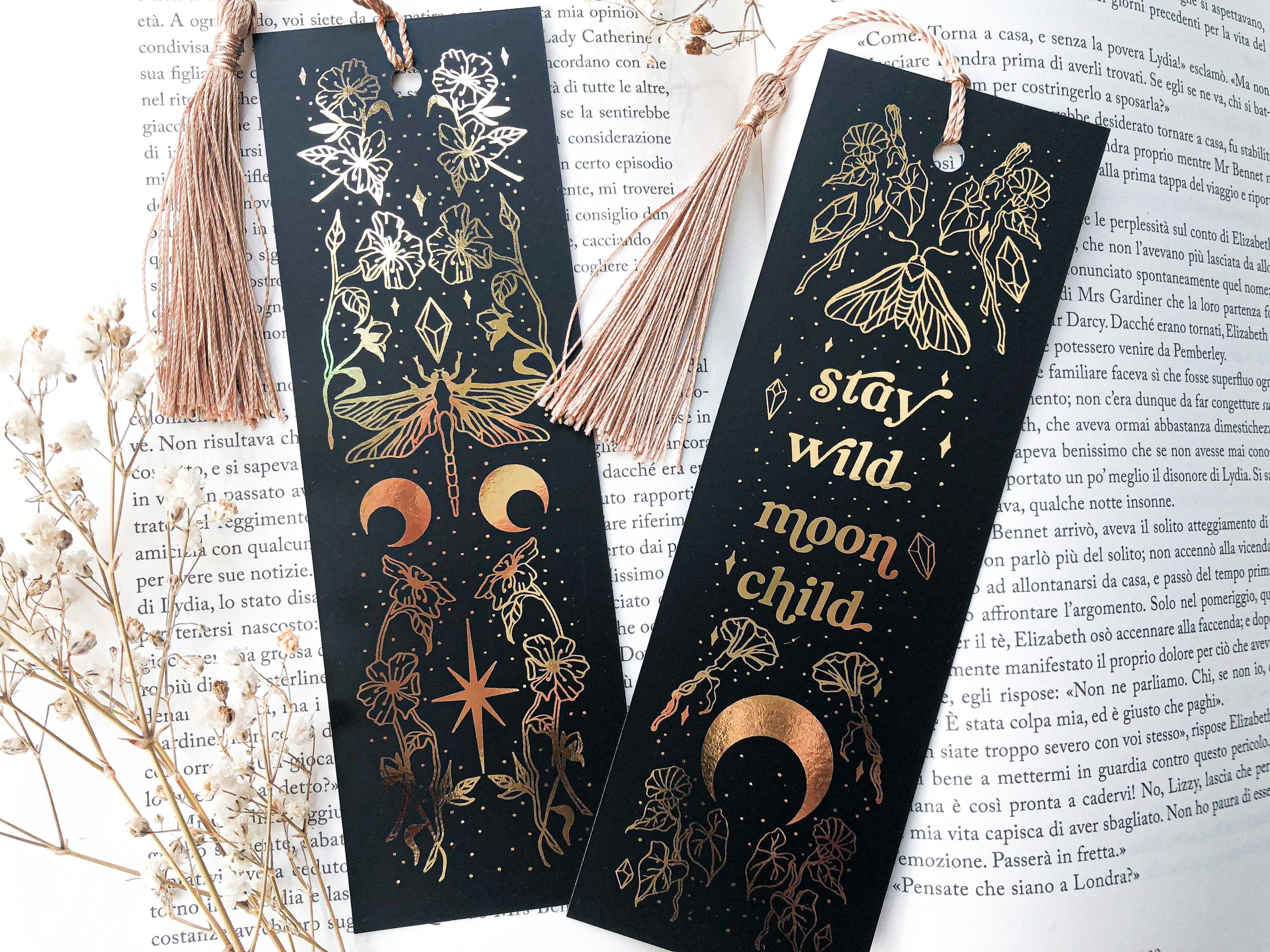 Pretty Bookmarks for Her, Bookmarks for Women With Tassels, Floral  Bookmarks, Sun and Moon Bookmarks, Book Lover Gift 
