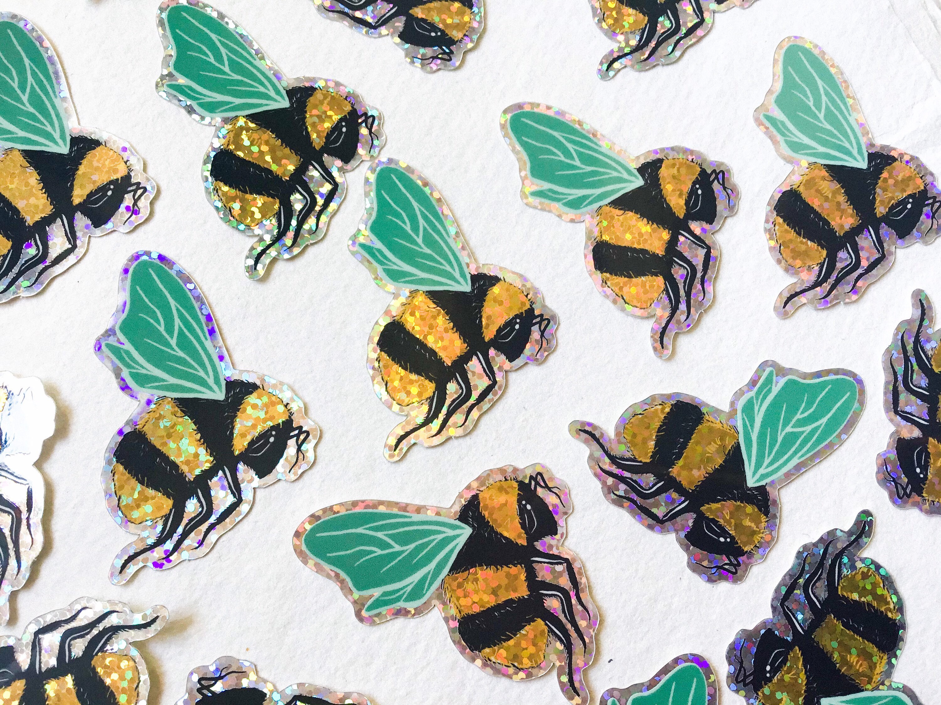 Mini Glitter Bee Sticker Etsy