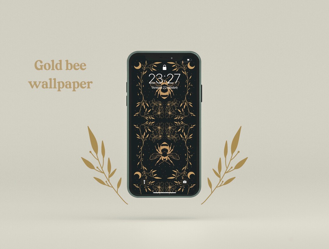 Gold Bee Wallpaper, iPhone Wallpaper Etsy