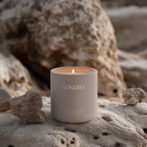 Stone Candle Jar Mockup, Candle Branding Mockup, Candle Label Mockup, Product Packaging Mockup, Ecommerce Ceramic Candle Mockup PSD