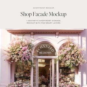 Shop Storefront Mockup, Facade Mockup, Window Display Mockup, Sign Mockup, Signage Mockup, Florist Shop Mockup, Shopfront Design PSD Mockup
