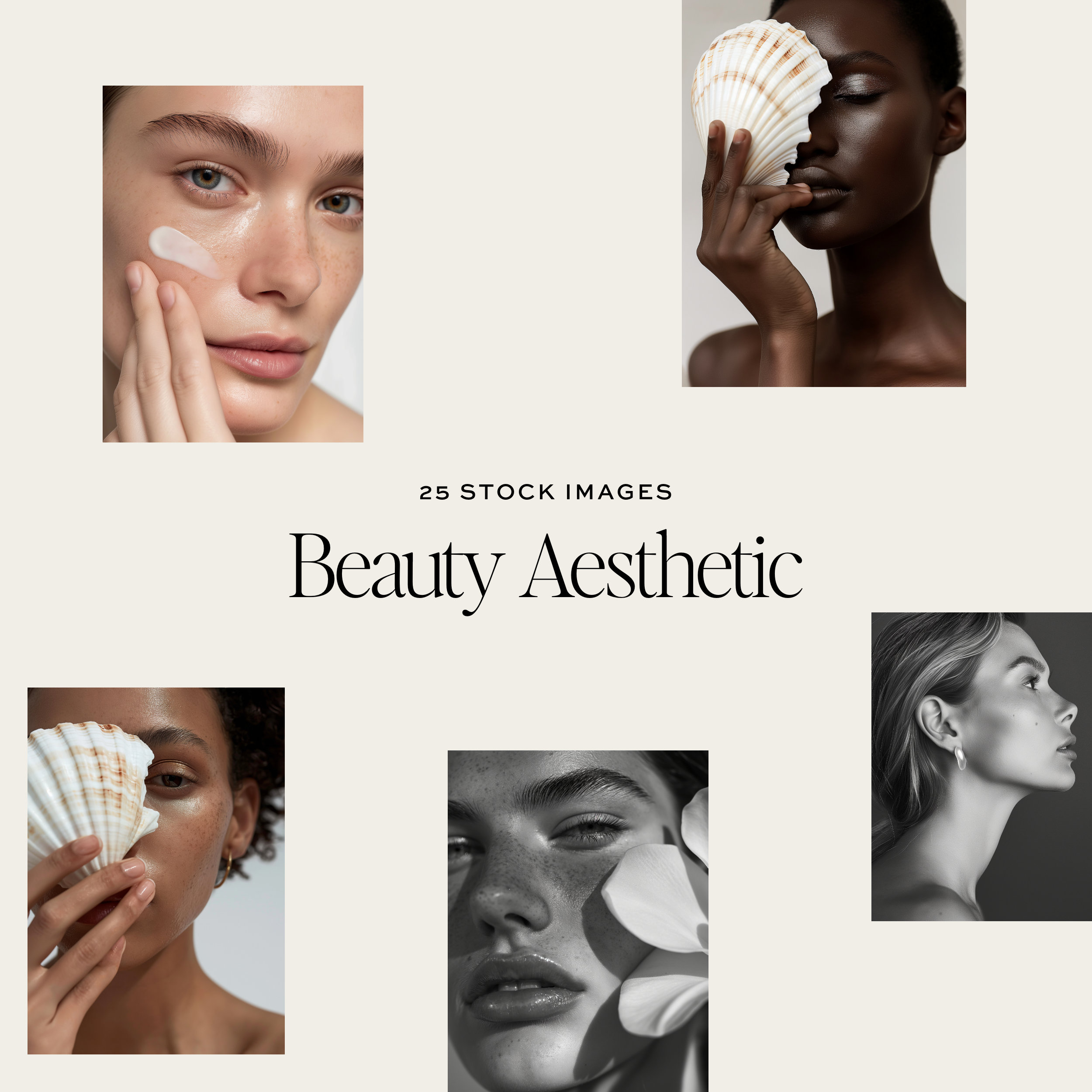 Beauty Aesthetic Stock Image Collection, Beauty & Portrait Photos Bundle, Digital Stock Photos, Social Media Marketing Skincare Images AI