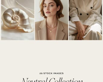 Neutral Aesthetic Stock Image Collection, Beauty & Lifestyle Photos Bundle, Digital Stock Photos, Social Media Marketing Stock Images AI