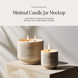 Candle Jar Stone Mockup, Ceramic Candle Holder PSD Mockup, Realistic Candle Mockup, Candle Label Template, Aesthetic Packaging Mockup