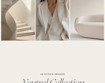 Neutral Aesthetic Stock Image Collection, Beauty & Lifestyle Photos Bundle, Digital Stock Photos, Social Media Marketing Stock Images AI