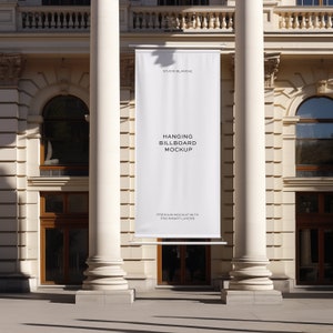 Realistisches hängendes Werbetafel Poster Schild Mockup, PSD Mockup, Werbetafel Anzeige, Poster Schild Vitrine, Werbedesign, Lifestyle Mockup