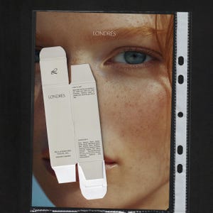 Punched Pocket Stationery Mockup: Cosmetic Box & Paper Scan PSD