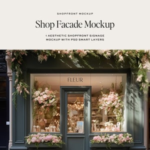 Shop Storefront Mockup, Facade Mockup, Window Display Mockup, Sign Mockup, Signage Mockup, Florist Shop Mockup, Shopfront Design PSD Mockup