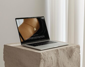 Modern MacBook Mockup: Travertine Display (PSD)