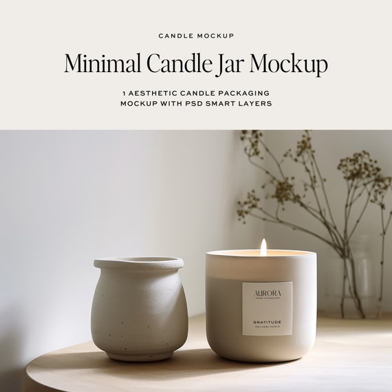 Candle Jar Stone Mockup, Ceramic Candle Holder PSD Mockup, Realistic Candle  Mockup, Candle Label Template, Aesthetic Packaging Mockup 