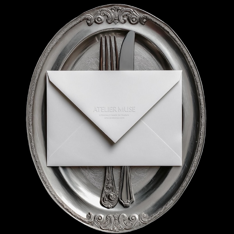 Vintage Dinner Tray Envelope Mockup, Elegant Stationery PSD (digital ...