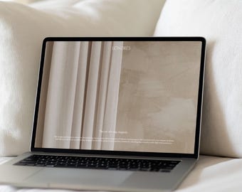 Modern MacBook PSD-modell, varumärkesbyggande för sociala medier (digital nedladdning)