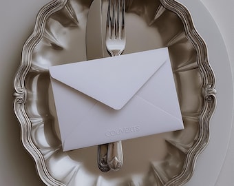 Elegant Envelope PSD Mockup, Vintage Dinner Tray, Stationery Design