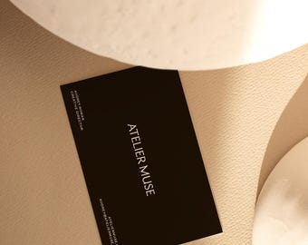 Business Card Mockup: Minimalist White Branding (PSD, Horizontal Card Template)