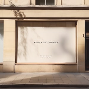 Realistisches Fenster Poster Werbeschild Mockup, PSD Mockup, Werbetafel, Poster Schild Schaufenster, Werbedesign, Shopfront Mockup