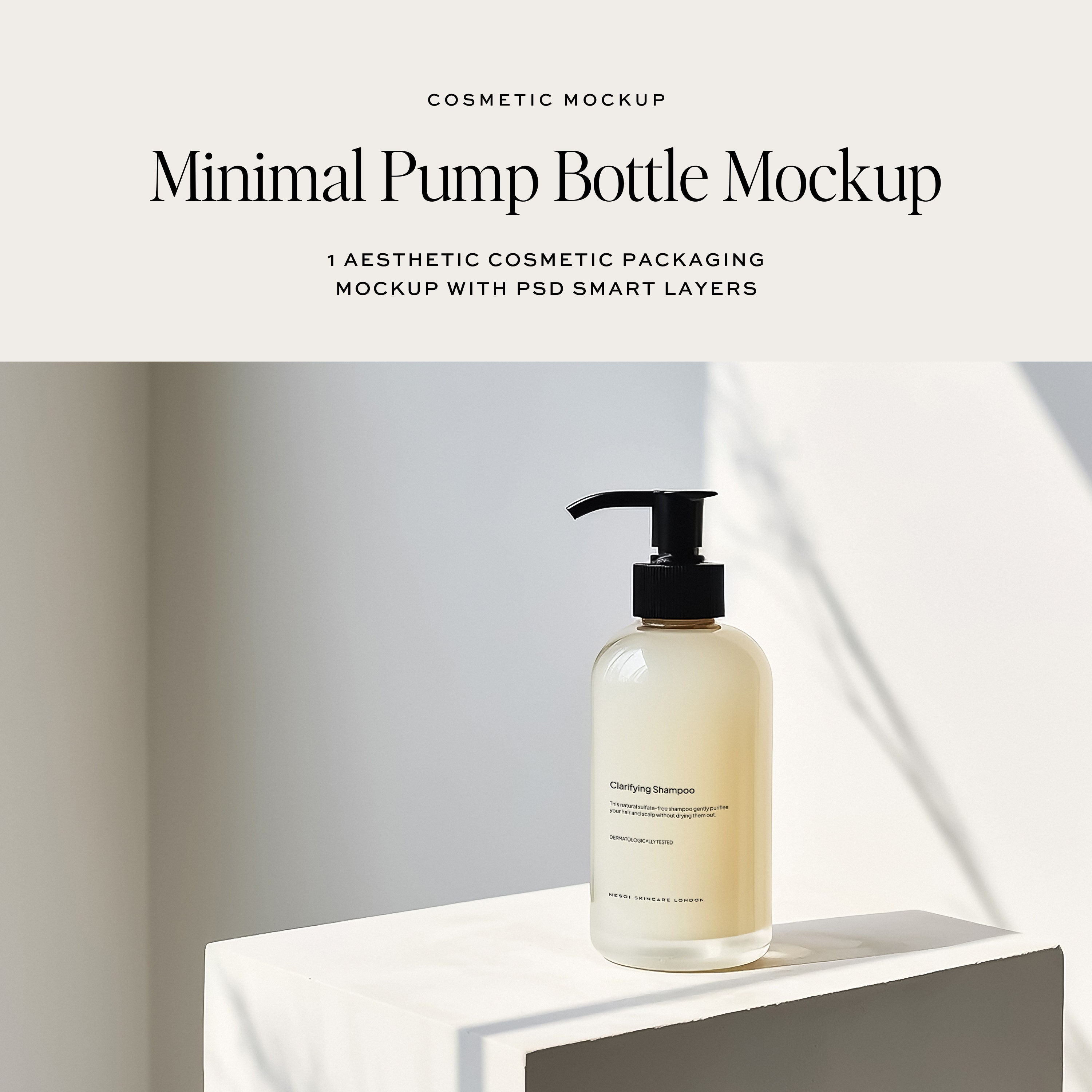 Free Pump Dispenser Cosmetics Bottle Mockup (PSD)