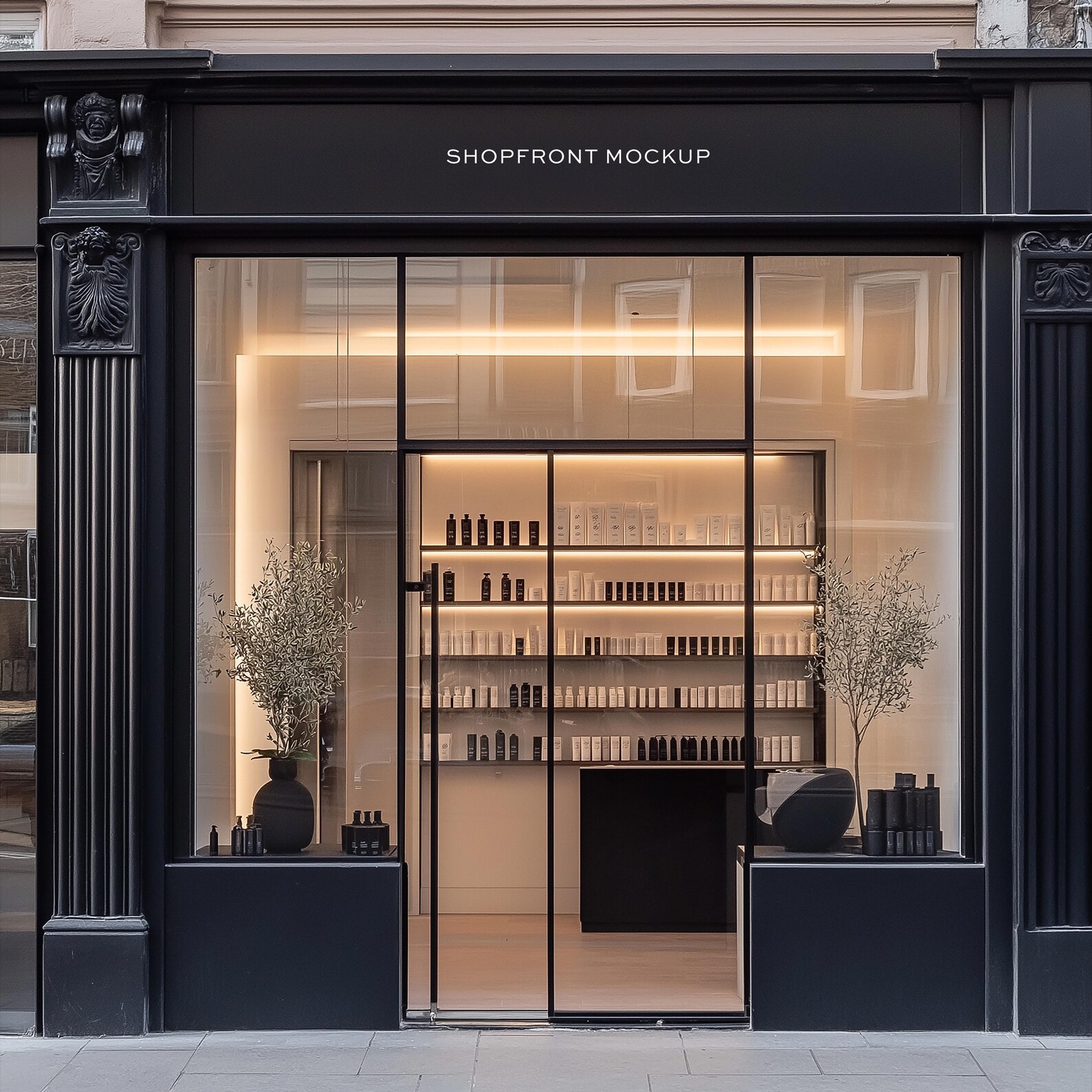 Salon Facade Mockup PSD: Shopfront Signage Display - Etsy