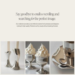 May include: Two silver candle holders with a modern design. The candle holders are on a white surface.