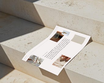 Puede incluir: Una hoja de papel blanca con texto sobre el uso de la fotografía de marca para conectar con los consumidores. El papel está sobre un conjunto de escalones de hormigón.