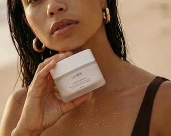 Cosmetic Jar Mockup: Summer Beach Skincare Photography for Beauty Branding