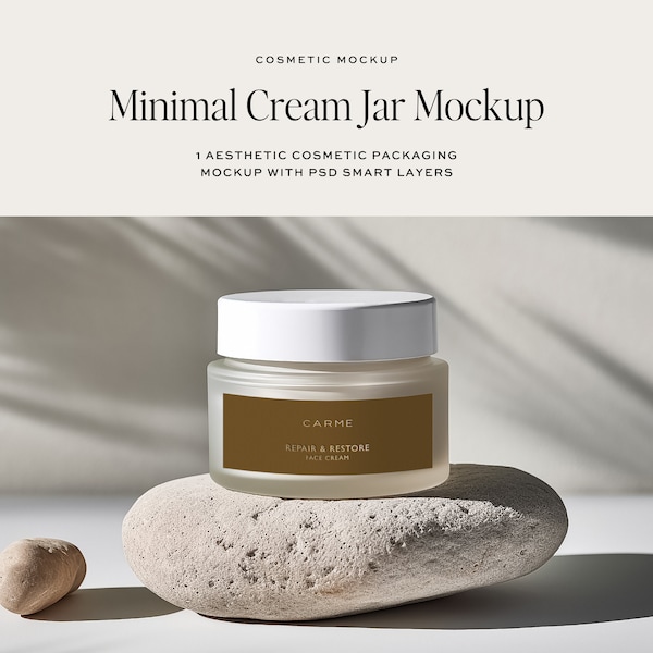 Minimal Cream Jar Product Mockup, Skincare Branding Mockup, Product Packaging Presentation, Cosmetic Packaging Mockup, Aesthetic Mockup PSD