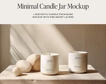 Candle Jar Stone Mockup, Ceramic Candle Holder PSD Mockup, Realistic Candle Mockup, Candle Label Template, Cement Candle Jar Mockup PSD