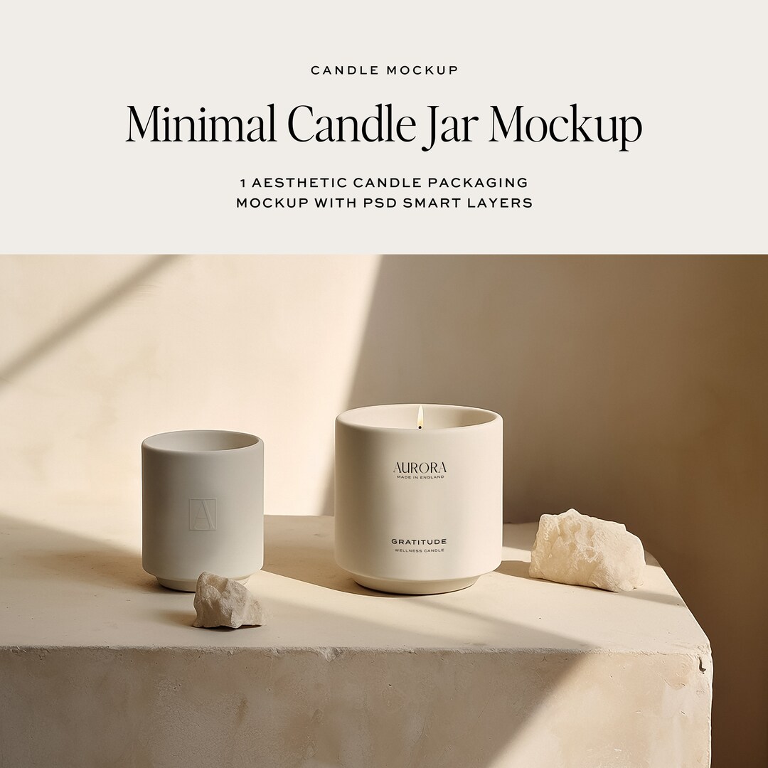 Candle Jar Stone Mockup Ceramic Candle Holder PSD Mockup Etsy