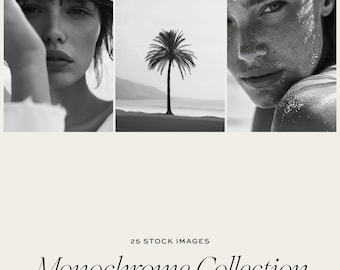 Paquete de fotos monocromáticas: Imágenes de IA de belleza y estilo de vida (descarga digital)