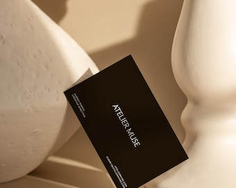 Business Card Mockup: Minimalist White Branding (PSD, Horizontal Card Template)