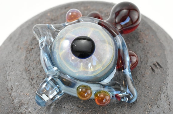 Trippy Glass Eye Pendant Heady Flameworked Boro Warm Yellow - Glass Eye Pendant Trippy Glass Eye Pendant Heady Flameworked Boro Warm Yellow - Glass Eye Pendant