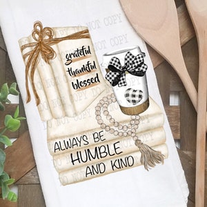 Kitchen Towel png, Sublimation Designs Download,Towel Sublimation, Grateful Thankful Blessed, Digital Download, Book Lover, Towel Design Png