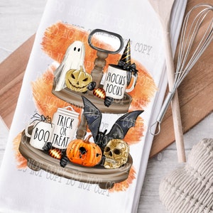Towel png, Halloween Towel, Digital Download, Tea Towel Clipart, Sublimation Design, Tiered Tray png,  Halloween Transfer png, Towel Design
